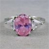 Image 1 : 925 Sterling Silver CZ "Rose Quartz" Ring size 6