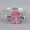Image 1 : Sterling Silver CZ Rose Quartz Ring size 6.5