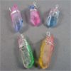 Image 1 : Set of 5 Rainbow Aura Quartz Crystal Point Pendants