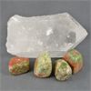 Image 3 : Raw Clear Quartz Point & Polished Unakite Specimens 