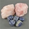 Image 1 : Lot of 2 Raw Rose Quartz Crystals & 5 Polished Sodalite Crystals 