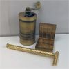 Image 1 : Vintage Brass Grinder, Razor & Pill Box