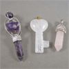 Image 1 : Set of 3 NEW Gemstone Pendants - Amethyst, Quartz & Rose Quartz