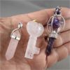 Image 2 : Set of 3 NEW Gemstone Pendants - Amethyst, Quartz & Rose Quartz