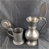 Image 2 : Set of 2 Vintage Pewter Pitchers 