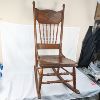 Image 1 : Wood Pressed Back Rocking Chair 43"