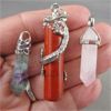 Image 2 : Set of 3 NEW Gemstone Pendants - Red Jasper Dragon, Rainbow Fluorite & Rose Quartz