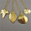 Image 1 : Set of 4 Golden Leaf Pendant Necklaces with 18" Chain