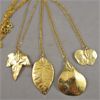 Image 2 : Set of 4 Golden Leaf Pendant Necklaces with 18" Chain