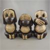 Image 1 : Set of 3 Wooden Carved Monkeys - See no Evil, Hear no Evil, Speak no Evil