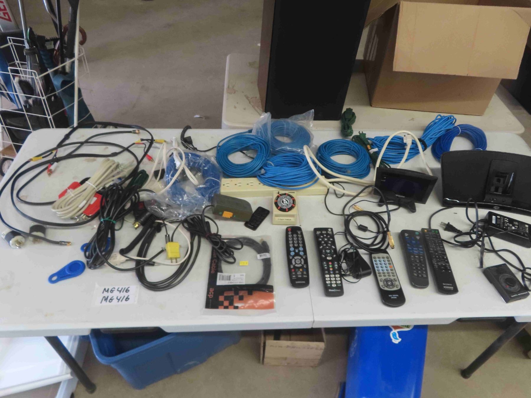 Assorted Computer Cables, Extension Cords, Remotes, Power Bar, 1 Pod ...
