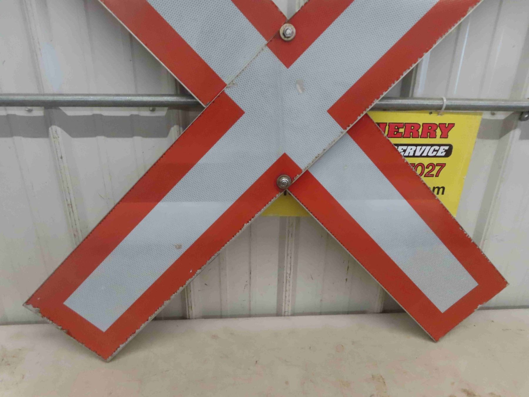 Vintage Style Railroad Crossing Sign - Aluminum With Vinyl Lettering For Garage Or Man Cave