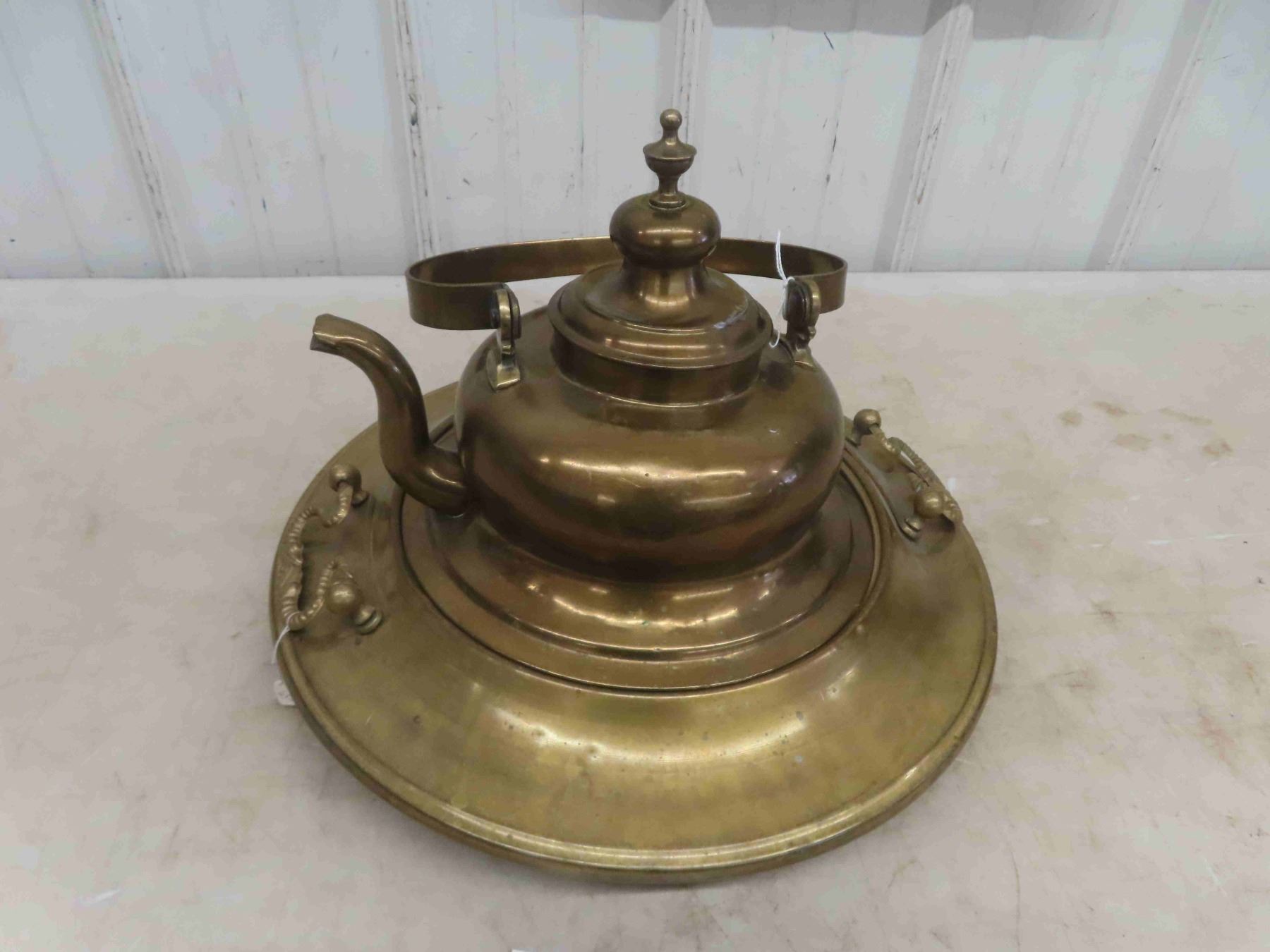 Tea Server Heavy Duty Copper Tea Server with Large Round Tray/ Warming Dish 15