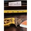 Image 5 : Resin Carved Handled Hunting Knife with Etched Blade in Wooden Box