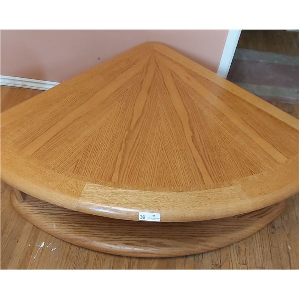 Large Wooden Corner Coffee Table 55 Wide x 41 Deep x 17 High. with Lift Top