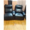 Image 7 : 2 Power Reclining Leather Look Chairs.  Upholstry has Scratches and Wear (both tested)