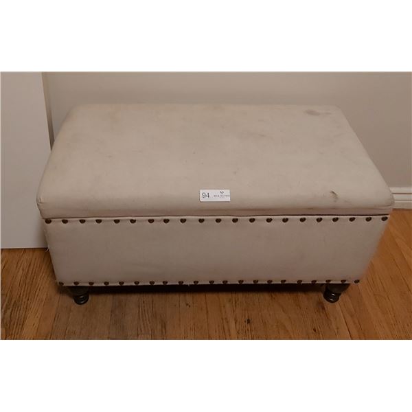 Cloth Covered Storage Ottoman with Floating Shelf