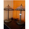 Image 1 : 2 Metal Table Lamps with Glass Shades (Tested) 19 High