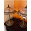 Image 2 : 2 Metal Table Lamps with Glass Shades (Tested) 19 High