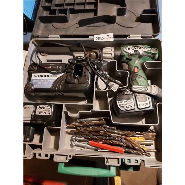 Hitachi Drill, Charger & Batteries  & Drill Bits Model DV 18DL