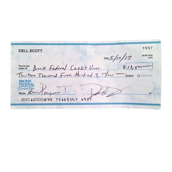 The Upside Dell (Kevin Hart) Signed Check Movie Props