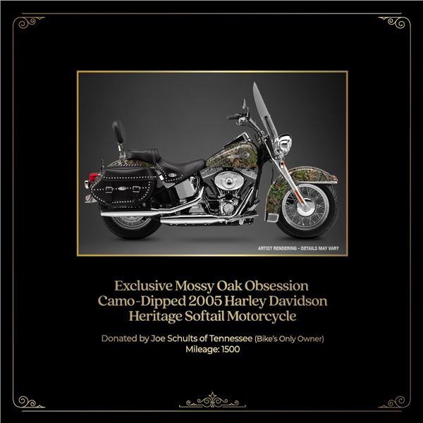 2005 Harley Davidson Heritage Softail Motorcycle Camo-dipped in Mossy Oak Obsession