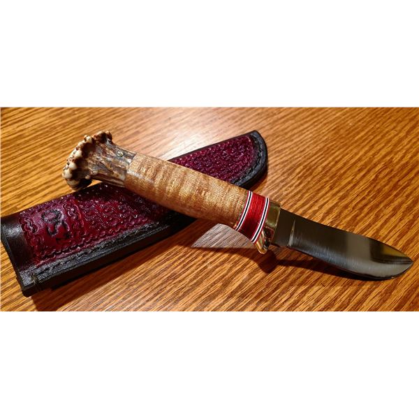 Custom Hunting Knife & Sheath - hand made by George Potvin of Bark River, Michigan