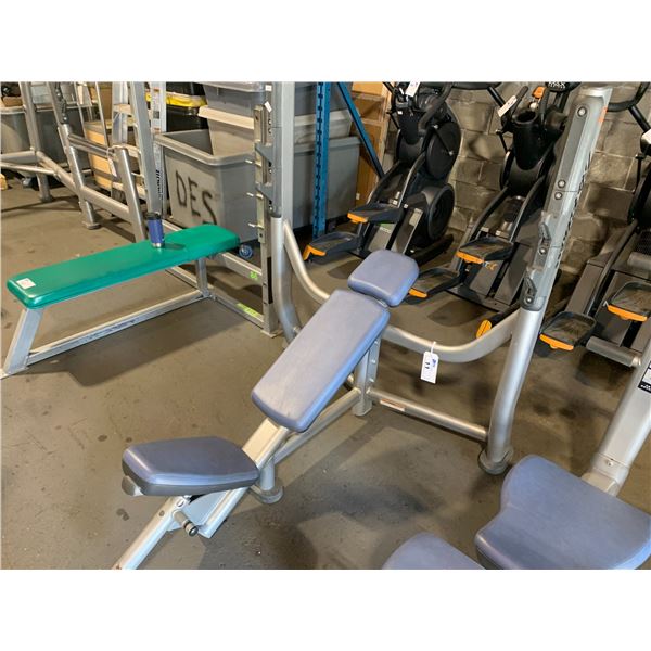 LIFE FITNESS GREY/BLUE COMMERCIAL FREE WEIGHT INCLINE BENCH PRESS