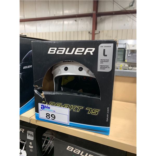 BAUER REAKT 75 HOCKEY HELMET SIZE LARGE ( WHITE )  *CERTIFIED UNTIL DECEMBER 2025 *