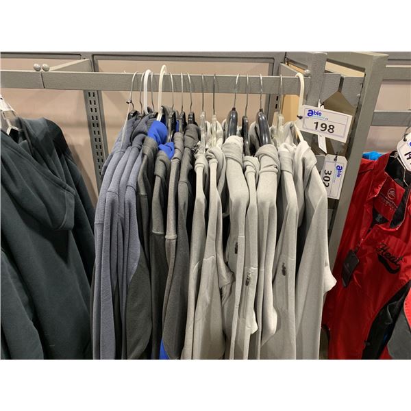 LOT OF ASSORTED GREY FLEECE & POLYESTER SWEATERS IN VARIOUS SIZES