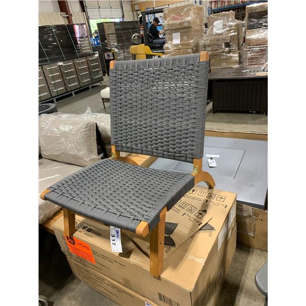 PAIR OF PATIOFLARE WOOD GRAIN & GREY COSTA RICA WOVEN OUTDOOR PATIO CHAIR **IN BOX**