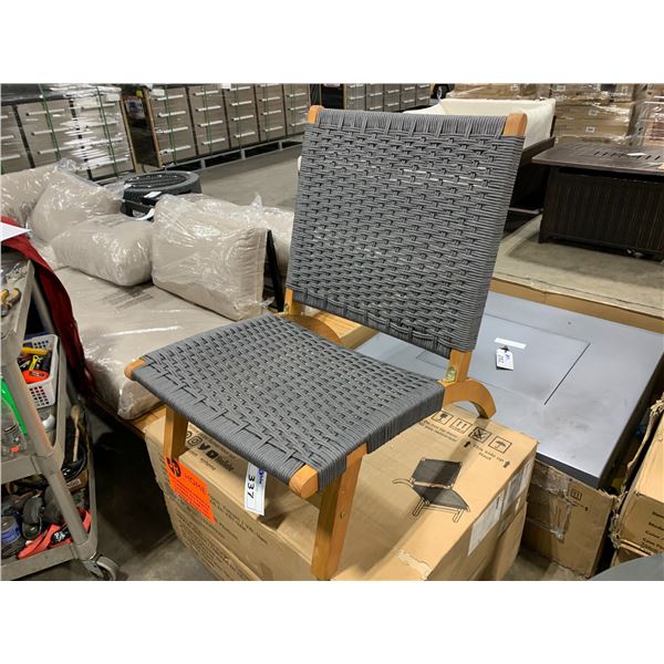 PAIR OF PATIOFLARE WOOD GRAIN & GREY COSTA RICA WOVEN OUTDOOR PATIO CHAIR **IN BOX**