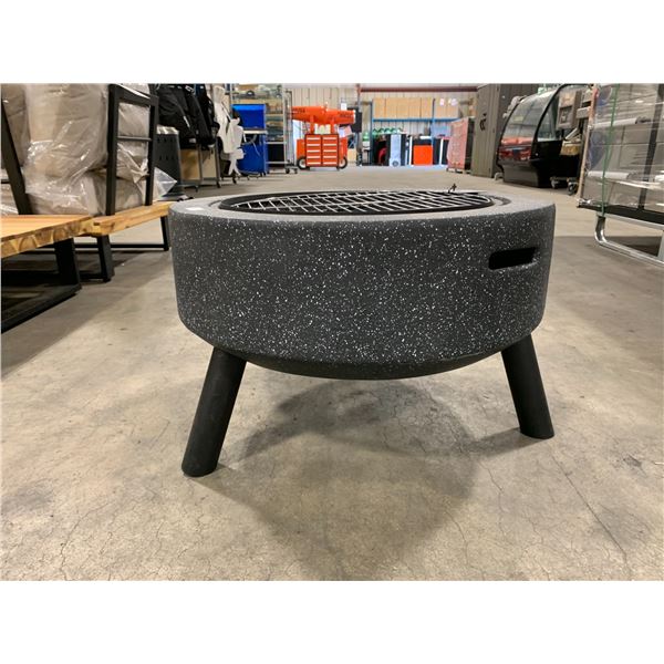 BLACK PARAMOUNT ROUND FIRE PIT WITH COVER & GRILL