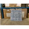 Image 2 : 2 BOXES OF WHITE & BLUE PATIO CUSHIONS ( APPROXIMATELY 20" X 20" )