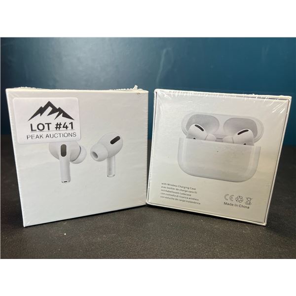 Lot of 2 Pairs of True Wireless Earbuds w/ Wireless Charging Case - White