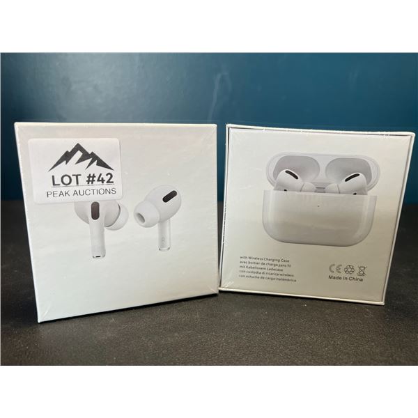 Lot of 2 Pairs of True Wireless Earbuds w/ Wireless Charging Case - White