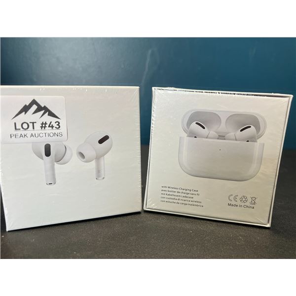 Lot of 2 Pairs of True Wireless Earbuds w/ Wireless Charging Case - White