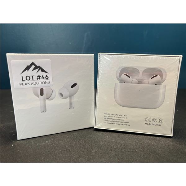 Lot of 2 Pairs of True Wireless Earbuds w/ Wireless Charging Case - White