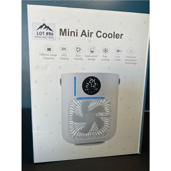 Lot of 1 USB-C Mini Air Cooler/Portable Fan w/ LED Display & 1000mL Tank