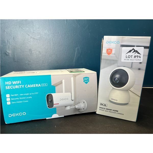 Lot of 2 Dekco HD Security Cameras - 1x Indoor and 1x Outdoor Security Camera