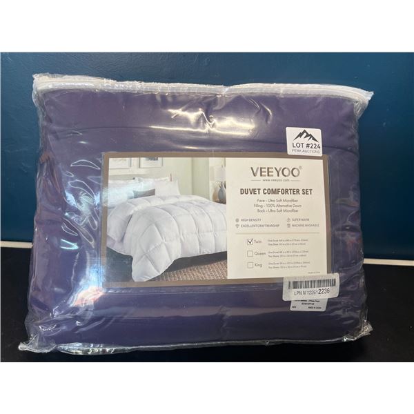 Lot of 1 Twin-Size Duvet Comforter Bedding Set - 3pcs - Dark Purple