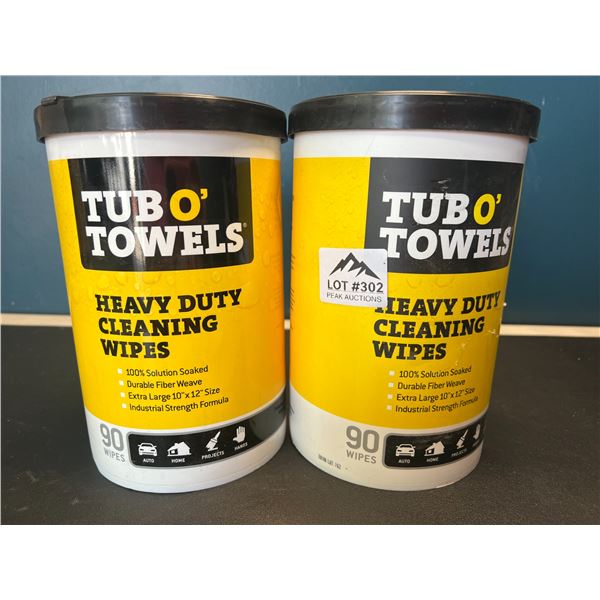 Lot of 2 Tub O' Towels - Heavy Duty Cleaning Wipes
