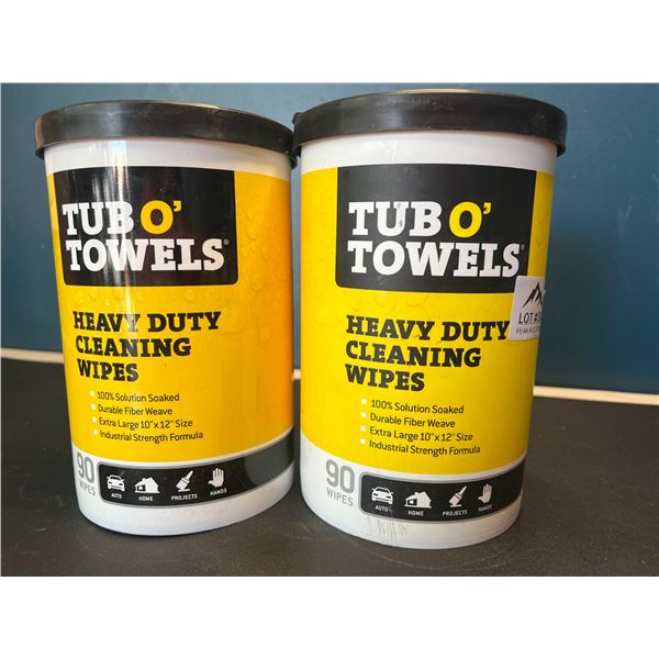 Lot of 2 Tub O' Towels - Heavy Duty Cleaning Wipes