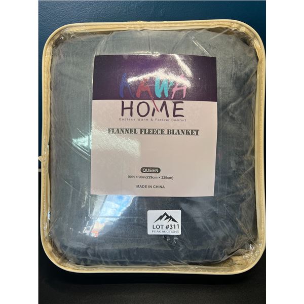 Lot of 1 Queen Size Flannel-Fleece Blanket - 90x90inch - Grey