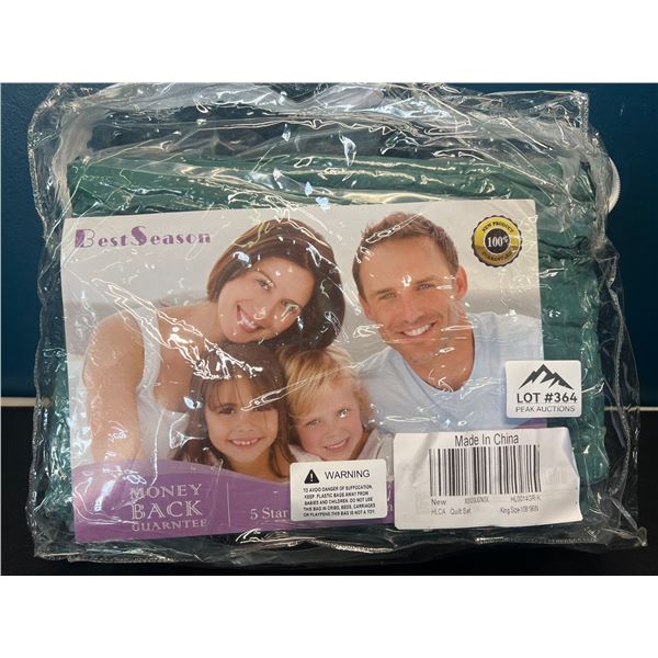 Lot of 1 King Size Quilt Set - 108x96inch - Teal