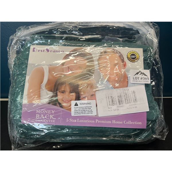 Lot of 1 King Size Quilt Set - 108x96inch - Teal