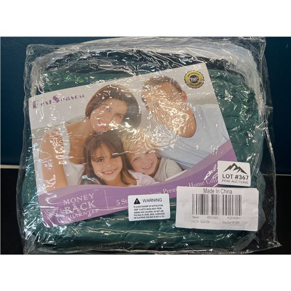 Lot of 1 King Size Quilt Set - 108x96inch - Teal