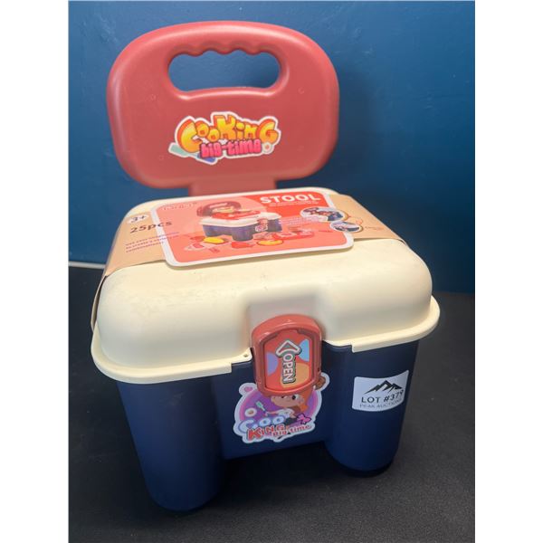 Lot of 1 25PC Cooking Time Play Toy Set w/ Storage Stool