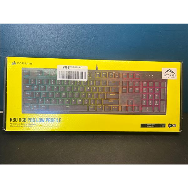 Lot of 1 Corsair K60 RGB Pro Low Profile Mechanical Gaming Keyboard - New Sealed!