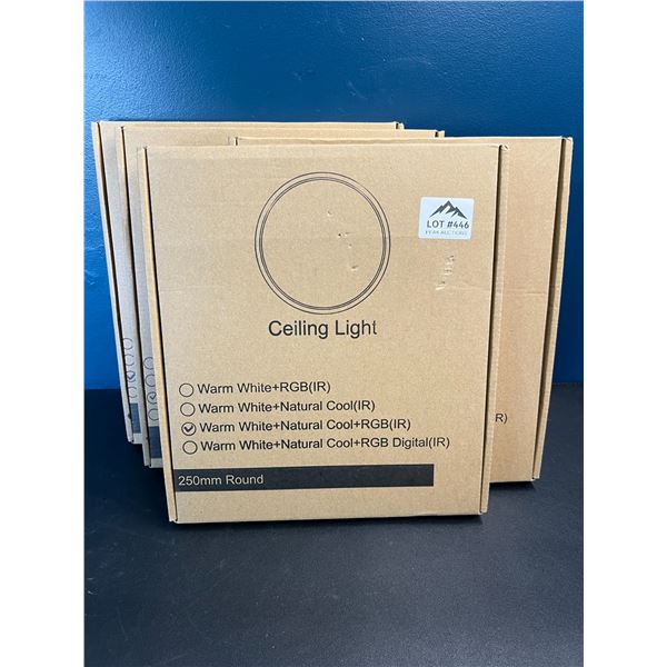Lot of 4 Multi Colour Round Ceiling Lights 250mm - Includes Remote!